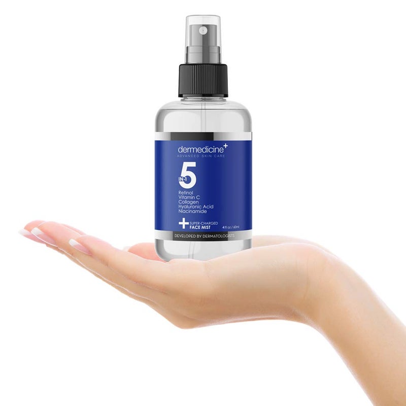 Dermedicine 5 in 1 Super Charged Anti-Aging Face Mist w/Retinol, Vitamin C, Collagen, Hyaluronic Acid & Niacinamide | Hydrates, Refreshes & Brightens for a More Glowing Complexion | 4 fl oz, 120 ml - Image 3